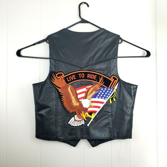VTG 70s 80s Park V Leather Vest Harley Davidson - Picture 1 of 7